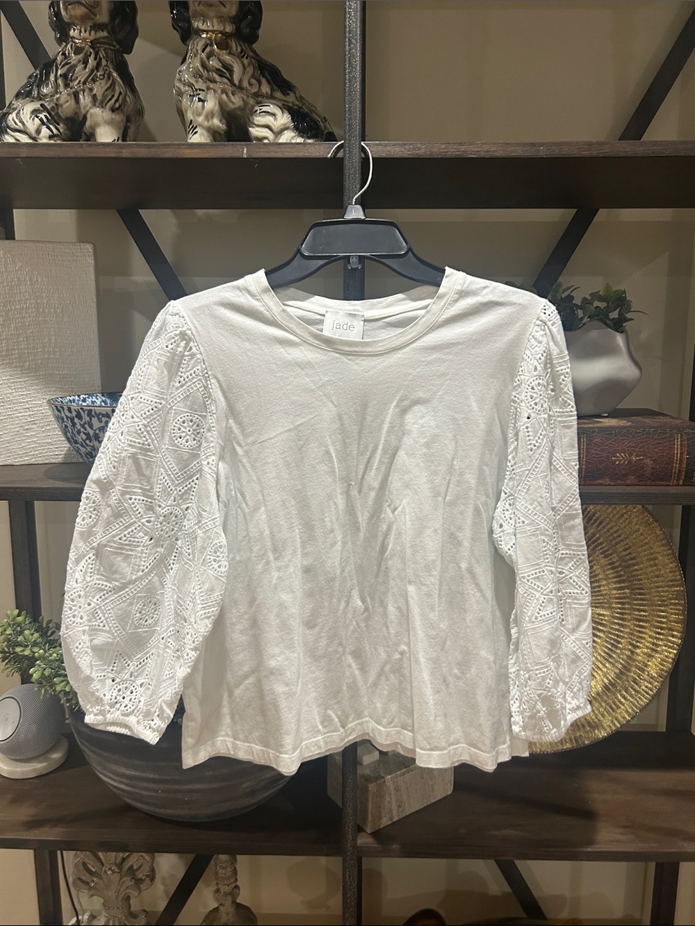 Jade White Eyelet Balloon Sleeve Top
